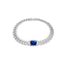 Pet It On Angular Cuban Chain Choker Necklace - Sapphire Royal Blue