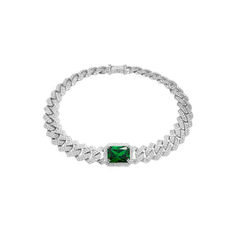 Pet It On Angular Cuban Chain Choker Necklace - Emerald Green