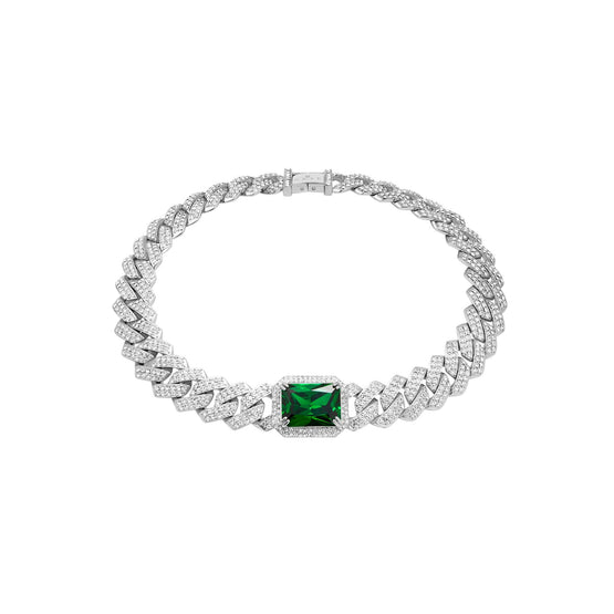 Pet It On Angular Cuban Chain Choker Necklace - Emerald Green