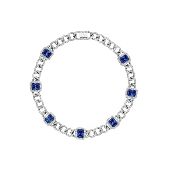 Pet It On Cuban Chain Necklace - Sapphire Royal Blue