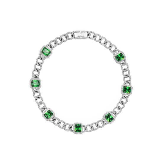 Pet It On Cuban Chain Necklace - Tsavorite Green