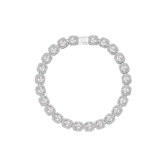 Pet It On Heart-Shaped Rivi?re Necklace - White