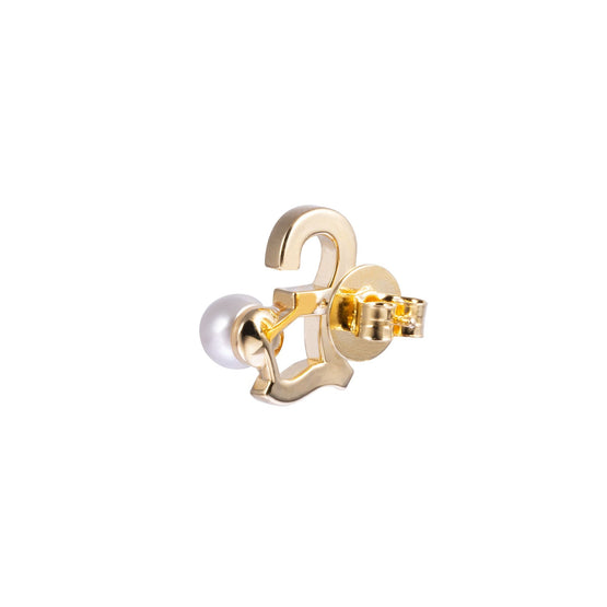 Seaside Treasures Emoji Pearl Stud Earring - British Pound (Single Earring)