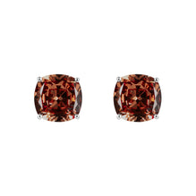 Prism Cushion-Cut Clip-On Stud Earrings - Garnet Brown