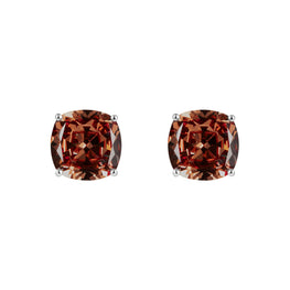 Prism Cushion-Cut Clip-On Stud Earrings - Garnet Brown
