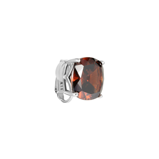 Prism Cushion-Cut Clip-On Stud Earrings - Garnet Brown