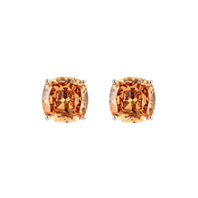 Prism Cushion-Cut Clip-On Stud Earrings - Citrine Orange