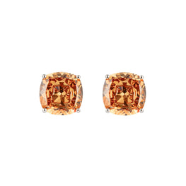 Prism Cushion-Cut Clip-On Stud Earrings - Citrine Orange