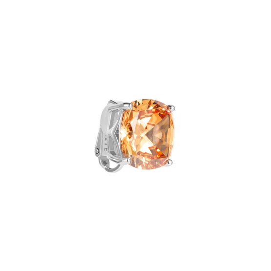 Prism Cushion-Cut Clip-On Stud Earrings - Citrine Orange