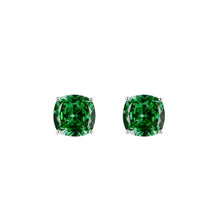 Prism Cushion-Cut Clip-On Stud Earrings - Emerald Green