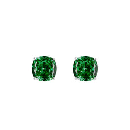 Prism Cushion-Cut Clip-On Stud Earrings - Emerald Green