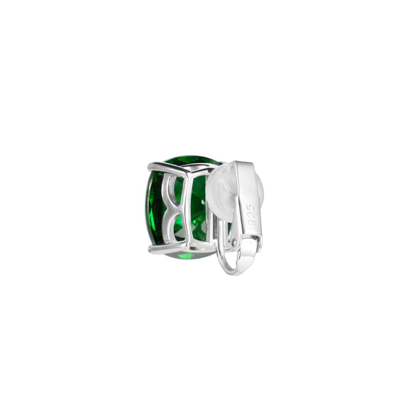 Prism Cushion-Cut Clip-On Stud Earrings - Emerald Green