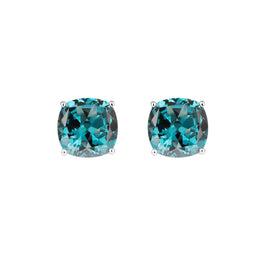 Prism Cushion-Cut Clip-On Stud Earrings - Topaz Blue