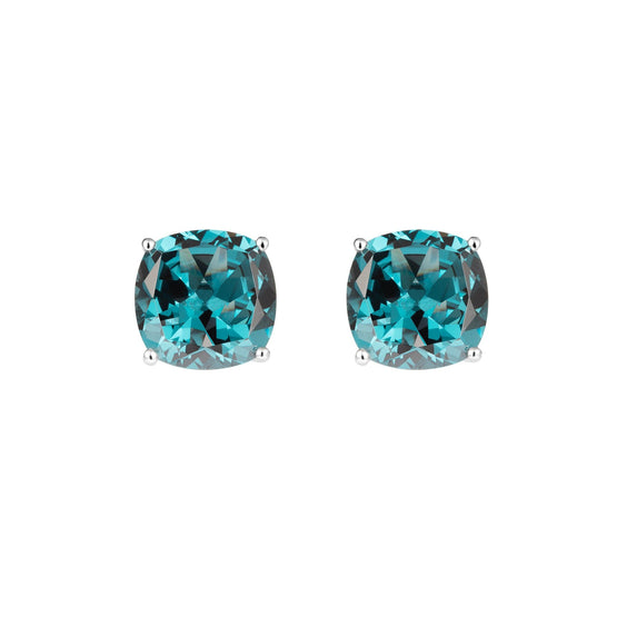 Prism Cushion-Cut Clip-On Stud Earrings - Topaz Blue