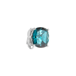 Prism Cushion-Cut Clip-On Stud Earrings - Topaz Blue