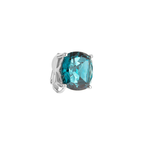 Prism Cushion-Cut Clip-On Stud Earrings - Topaz Blue