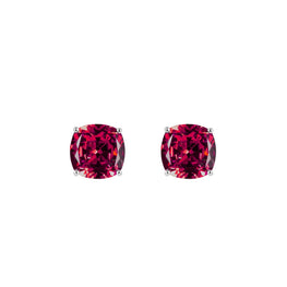 Prism Cushion-Cut Clip-On Stud Earrings - Ruby Red