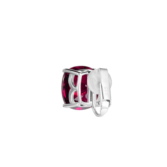 Prism Cushion-Cut Clip-On Stud Earrings - Ruby Red