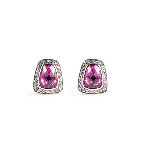 Prism Clip-On Stud Earrings - Deep Pink