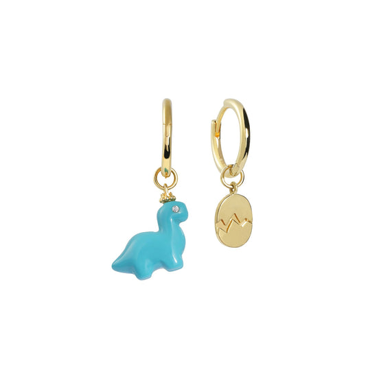 Baby Dino Brontosaurus Huggie Earrings - Gold