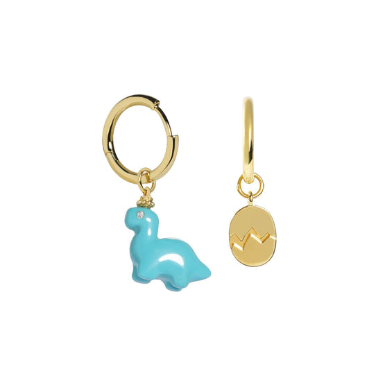 Baby Dino Brontosaurus Huggie Earrings - Gold