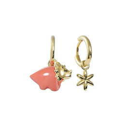 Baby Dino Triceratops Huggie Earrings - Gold