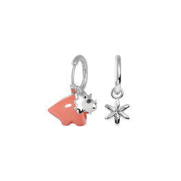 Baby Dino Triceratops Huggie Earrings - Silver