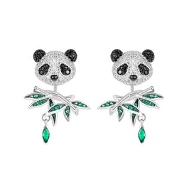 Puffy Panda Convertible Stud Earrings With Drop Charms