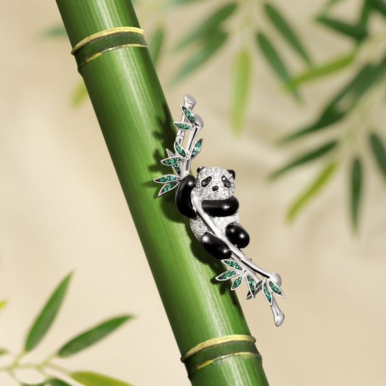 Puffy Panda Brooch - Playful Panda