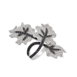 Dark Allure Melissa Black Leaves Ring