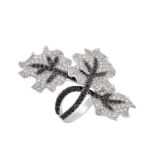 Dark Allure Melissa Black Leaves Ring