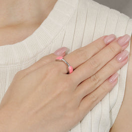 Toggle Pillow Dome Ring - Coral Pink