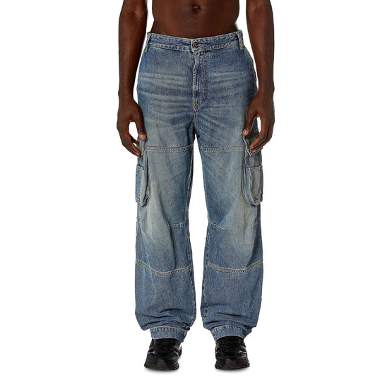 Men D-Fish-Cargo L.32 Trousers - Navy