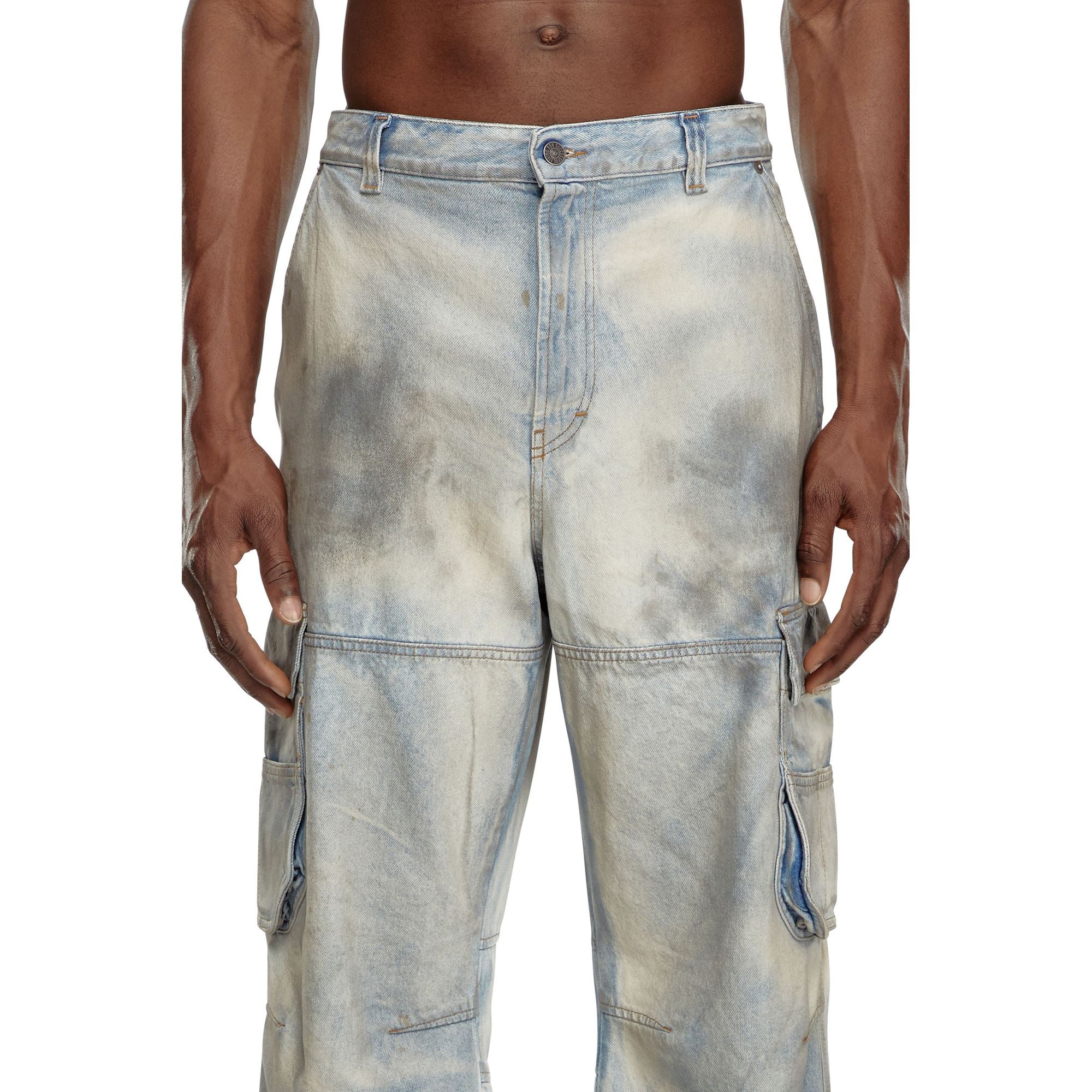 Men D-Fish-Cargo-S1 Trousers - Light Blue
