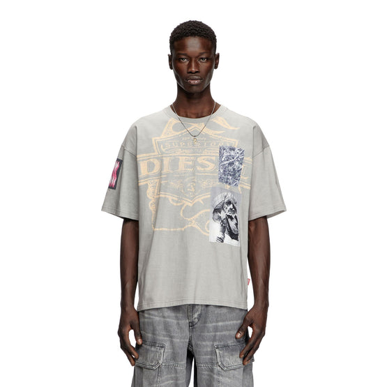 Men T-Boxt-Slits-R8 T-Shirt - Neutral Gray