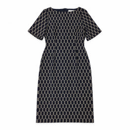 Women Knitted Dress - Navy Rope Jacquard [價格已含稅]