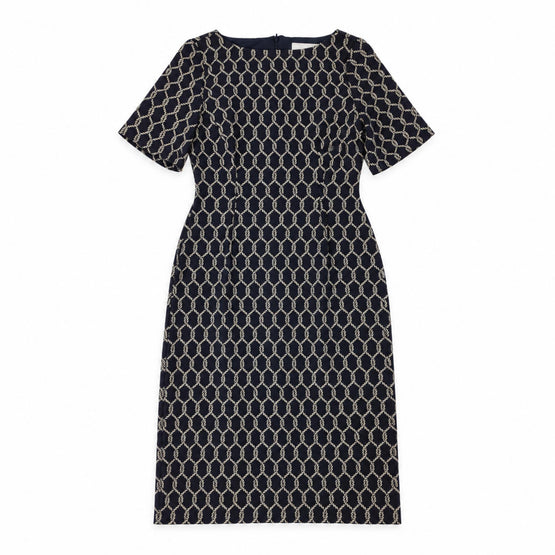 Women Knitted Dress - Navy Rope Jacquard [價格已含稅]