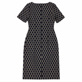 Women Knitted Dress - Navy Rope Jacquard [價格已含稅]
