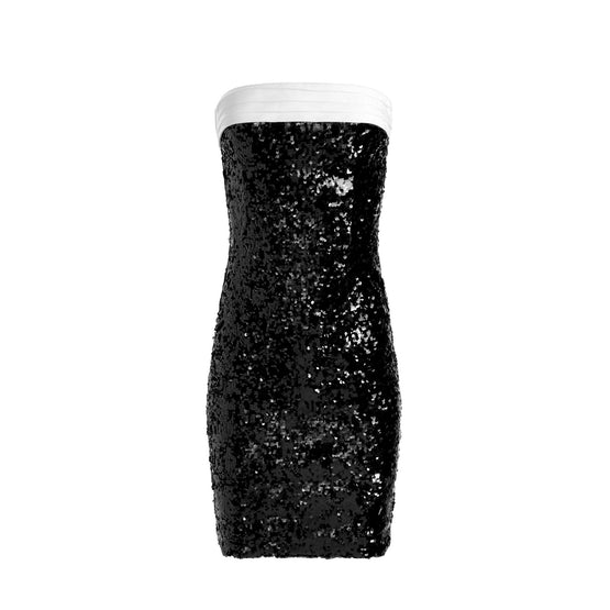 Women Sibella Sequin Strapless Draped Bow Back Dress - Black/Multi [價格已含稅]