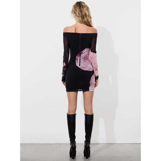 Women Dorinda Off The Shldr Mini Dress Thumbholes - Pink, Black, Multi [價格已含稅]