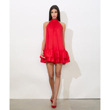 Women Erna Tie Bk Halter Neck Mini Dress - Red [價格已含稅]