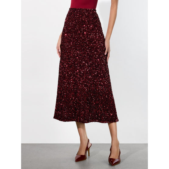 Women Maeve Sequin Kick Flare Slip Skirt - Red [價格已含稅]