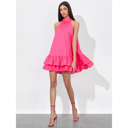 Women Erna Tie Bk Halter Neck Mini Dress - Pink [價格已含稅]