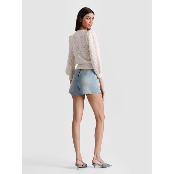 Women Doris Puff Sleeve Cardigan - White, Multi [價格已含稅]