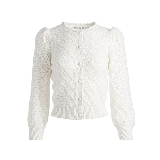 Women Doris Puff Sleeve Cardigan - White, Multi [價格已含稅]