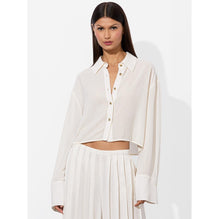 Women Finely Crpd Ovszd Btn Dwn Shrt - White [價格已含稅]