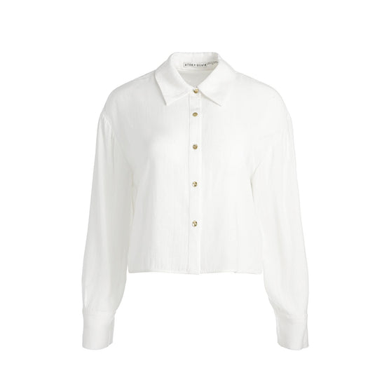Women Finely Crpd Ovszd Btn Dwn Shrt - White [價格已含稅]