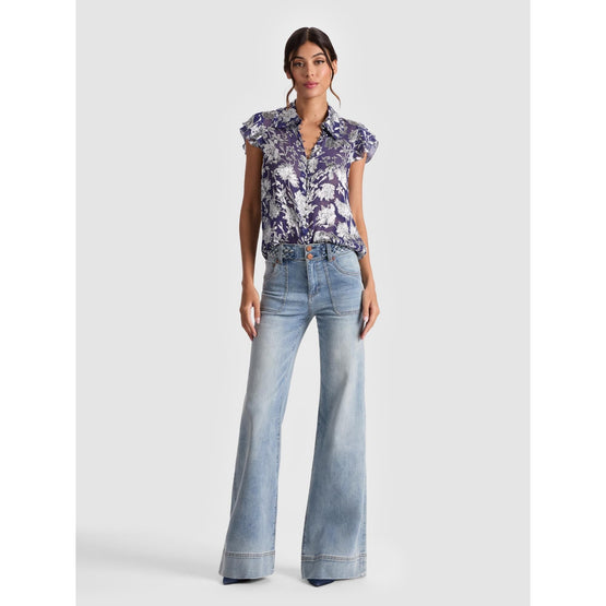 Women Martel Flutter Sleeve Blouse - Blue [價格已含稅]
