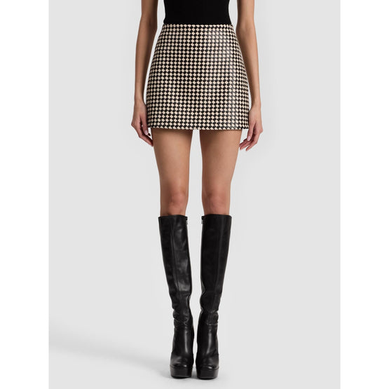 Women Elana Vgn Lthr Mini Skirt - Black, Tan [價格已含稅]