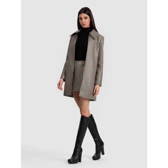Women Logan Woven Vgn Ltr Coat - Black, Tan [價格已含稅]